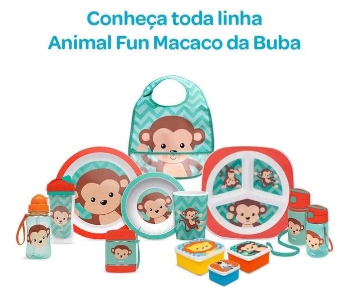 Imagem de Garrafinha Infantil com Canudo de Silicone  Animal Fun Monkey - Buba