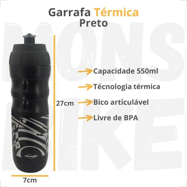 Imagem de Garrafinha Squeeze Térmica Água Gelada Bike Mtb C/ Suporte P/ Quadro de Bicicleta