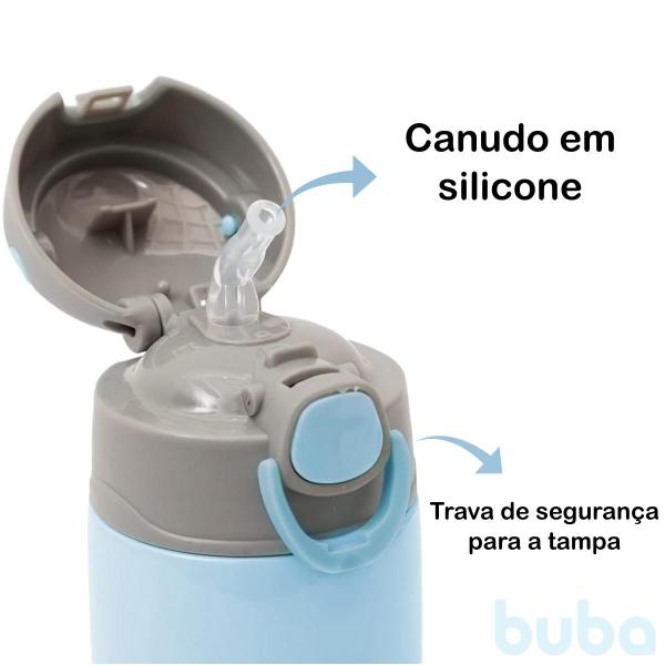 Imagem de Garrafinha Térmica Infantil Gumy 400ml Buba Volta às Aulas com Canudo de Silicone Aço Inoxídável Parede Dupla