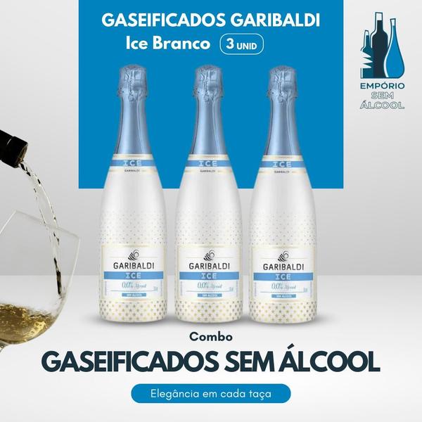 Imagem de Gaseificado Sem Álcool Garibaldi Ice Branco 0,0% - 750mL - Nacional - 03 un