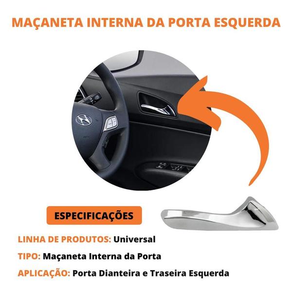 Imagem de Gatilho Interno Hb20 E Hb20s 2009 A 2012 Maçaneta Prata Porta Dianteira E Traseira Lado Esquerdo