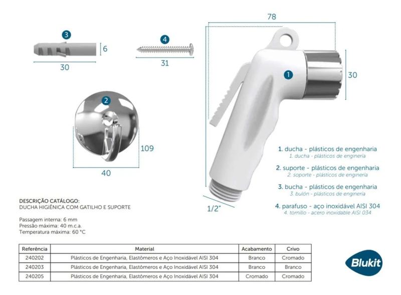 Imagem de Gatilho para Ducha Higiênica em Abs com Suporte Blukit