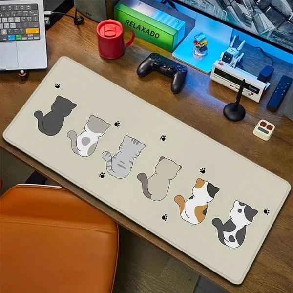 Imagem de Gato Bonito Xxl Café Mouse Pad Anime Tapete De Mesa Portátil Tapete Gamer Computador Acessórios De