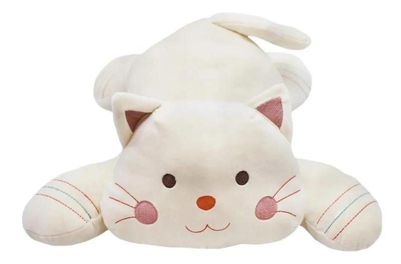 Imagem de Gato Creme Deitado 28cm - Pelúcia