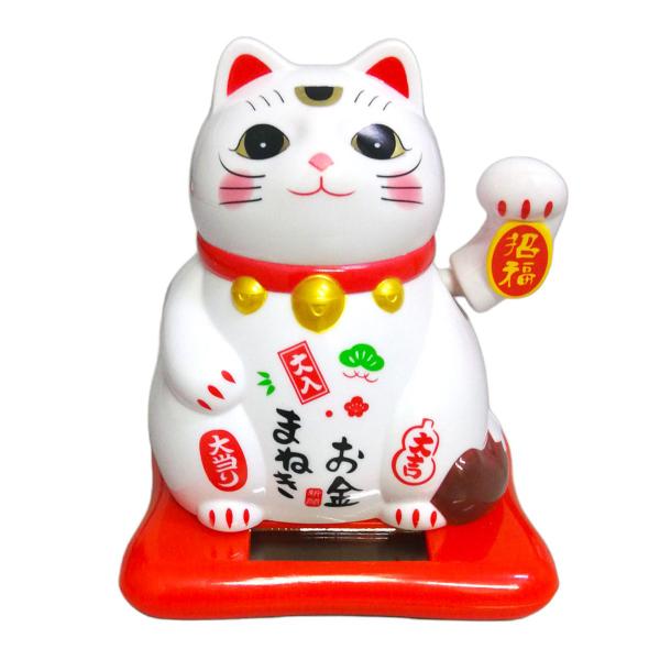 Imagem de Gato da Sorte Japonês Acenando Maneki Neko Movido a Energia Solar 10cm