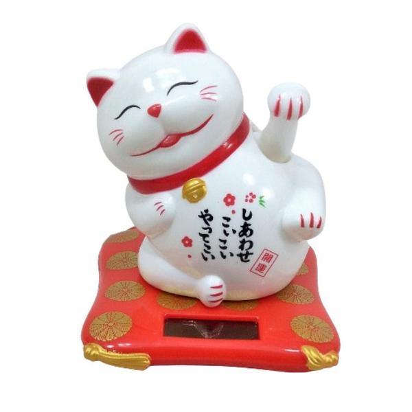 Imagem de Gato Da Sorte Maneki Neko Branco 7 Cm Alt Energia Solar