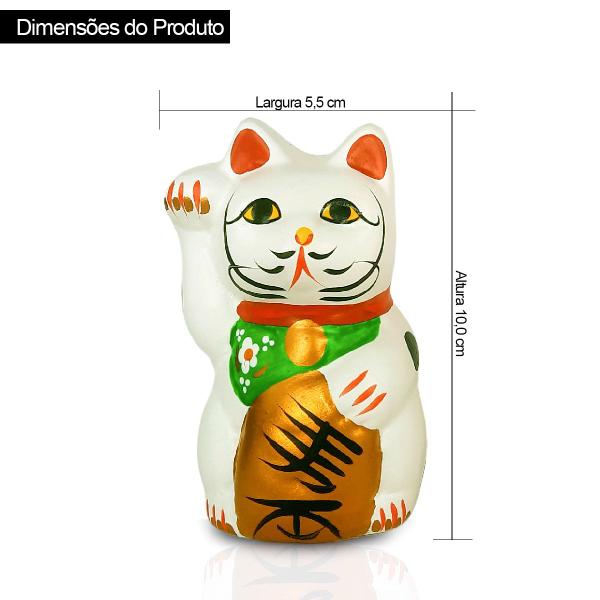 Imagem de Gato da Sorte Manekineko Casal Cerâmica Branca 10,0 cm