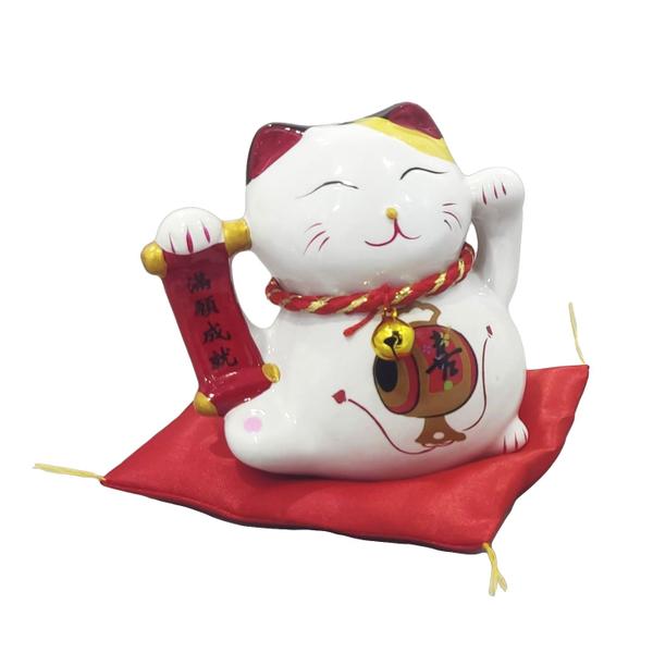Gato da Sorte Porcelana Decorativa Maneki Neko Boa Fortuna 803 - Luhi Comércio de Presentes Imagem de Gato da Sorte Porcelana Decorativa Maneki Neko Boa Fortuna 803