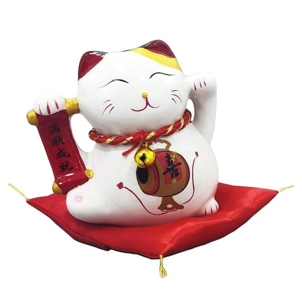 Gato da Sorte Porcelana Decorativa Maneki Neko Boa Fortuna 803 - Luhi Comércio de Presentes Imagem de Gato da Sorte Porcelana Decorativa Maneki Neko Boa Fortuna 803