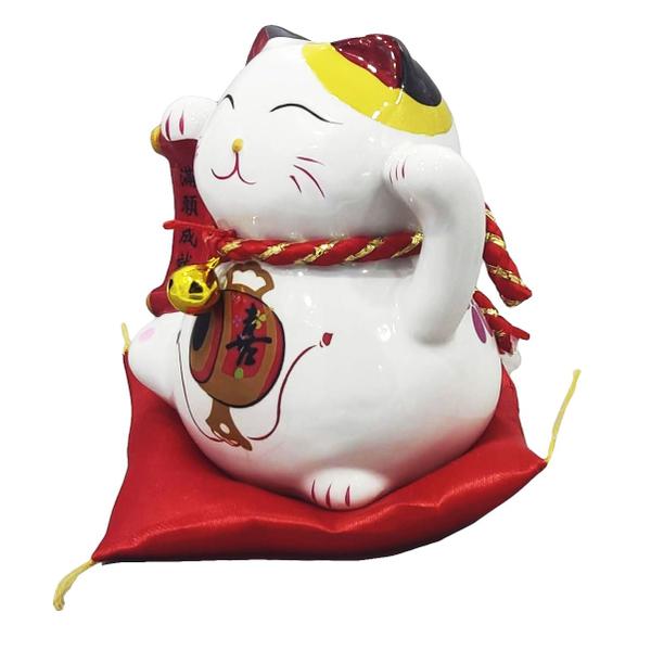 Gato da Sorte Porcelana Decorativa Maneki Neko Boa Fortuna 803 - Luhi Comércio de Presentes Imagem de Gato da Sorte Porcelana Decorativa Maneki Neko Boa Fortuna 803