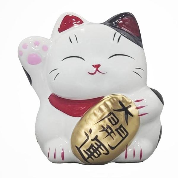 Imagem de Gato da Sorte Porcelana Decorativa Maneki Neko Boa Fortuna 901