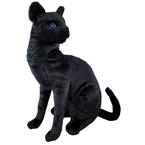 Imagem de Gato de Pelúcia Preto Gatinho Negro Realista Sentado Lindo