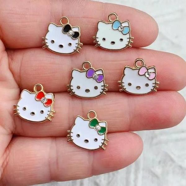 Imagem de Gato Dos Desenhos Animados Arco Liga Encantos 10 Pçs Diy Esmalte Brincos Pulseira Chaveiro Pingente