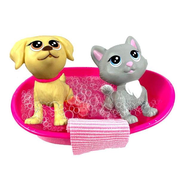 Imagem de Gato e Cachorro Articulados da Barbie na Banheira em Vinil - Generic