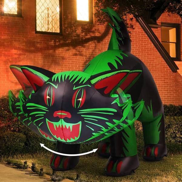 Imagem de Gato inflável de Halloween GOOSH 2,1 m com cabeça e LEDs agitáveis