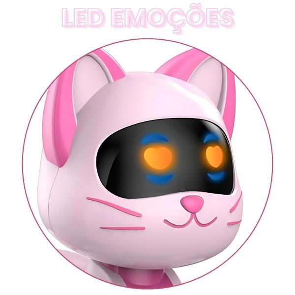 Imagem de Gato Robô De Controle Remoto Infantil Rosa Com Led - Castela