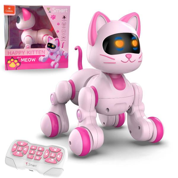 Imagem de Gato Robô De Controle Remoto Infantil Rosa Com Led - Castela