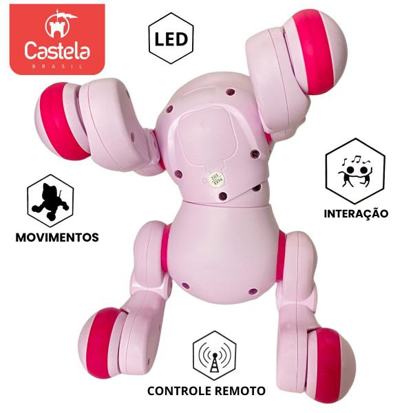 Imagem de Gato Robô De Controle Remoto Infantil Rosa Com Led - Castela