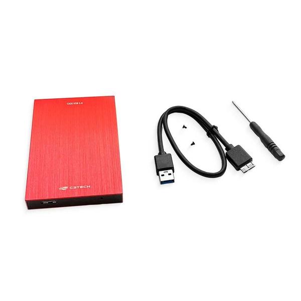 Imagem de Gaveta C3tech Para Hd Externo 2,5" Usb 3.0 Ch-400rd Vermelho