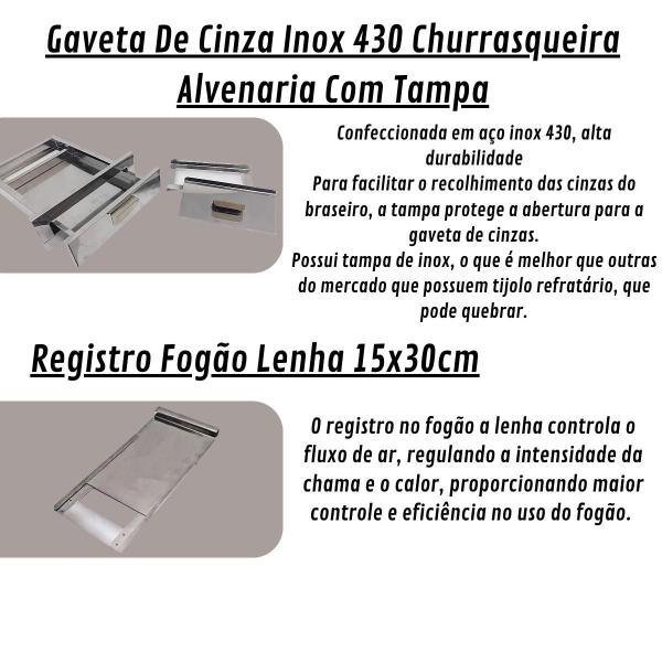 Imagem de Gaveta Cinzeiro c/ Nicho e Registro Regulador de Fumaça Inox