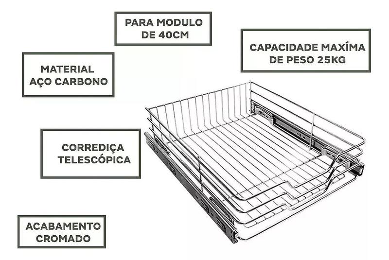 Imagem de Gaveta ecologica entrance 370mm cromado 8360 jomer