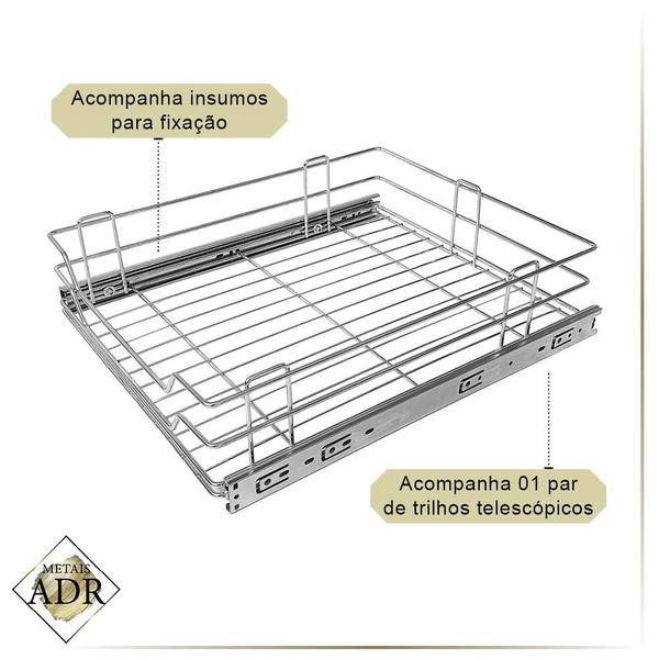 Imagem de Gaveta Fruteira 470mm X 400mm Aramada Cromada P/ Módulo 50cm