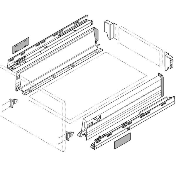 Imagem de Gaveta Metálica Baixa (30 Kg) 96,5x500mm Tandembox Plus com Blumotion Cinza Blum