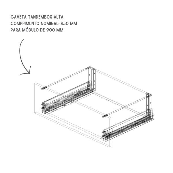 Imagem de Gaveta Tandembox Alta 450mm Blum Cinza para nicho de 900mm