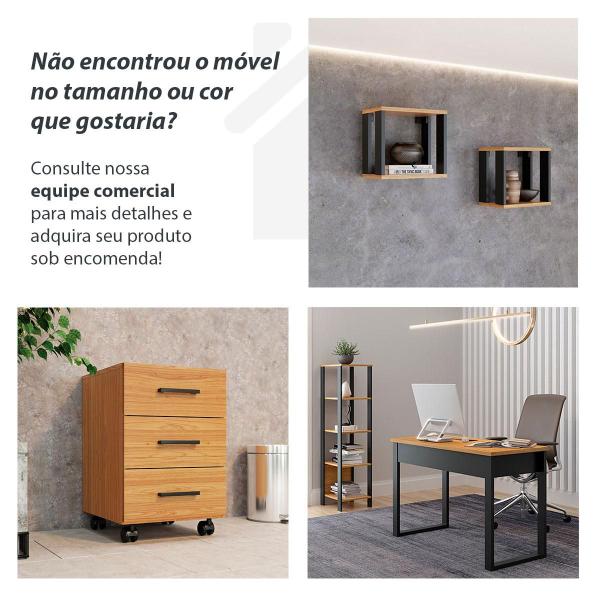 Imagem de Gaveteiro 3 Gavetas Industrial Freijó/Preto Fosco 100% MDF