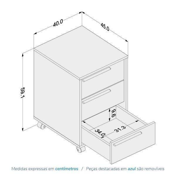 Imagem de Gaveteiro 3 Gavetas Maia Politorno