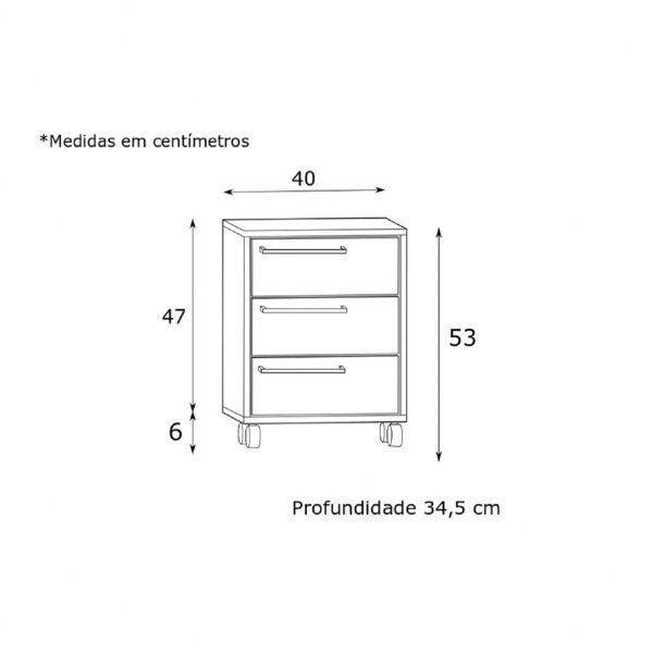 Imagem de Gaveteiro 3 Gavetas Modern Office Estilare