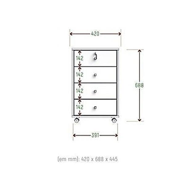 Imagem de Gaveteiro 4 Gavetas Intelectual Plus