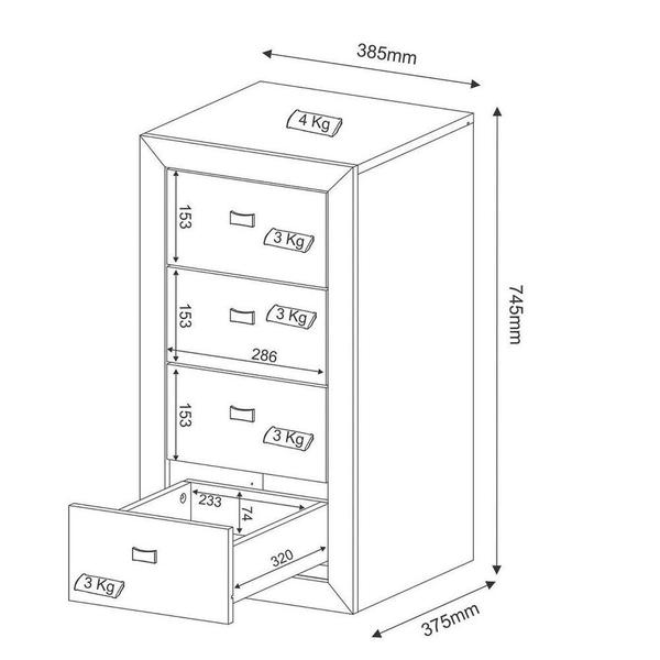 Imagem de Gaveteiro 4 Gavetas Me4133 Rústico