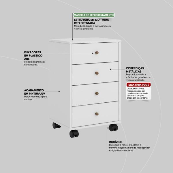 Imagem de Gaveteiro 4 Gavetas Presence Demóbile