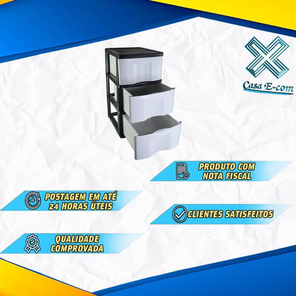 Imagem de Gaveteiro Chão Modular 3 Gavetas Plástico Organizador Multiuso