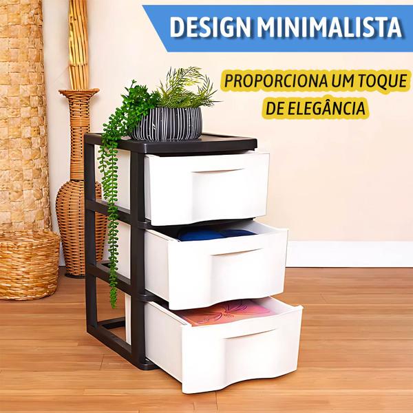 Imagem de Gaveteiro Chão Modular 3 Gavetas Plástico Organizador Multiuso