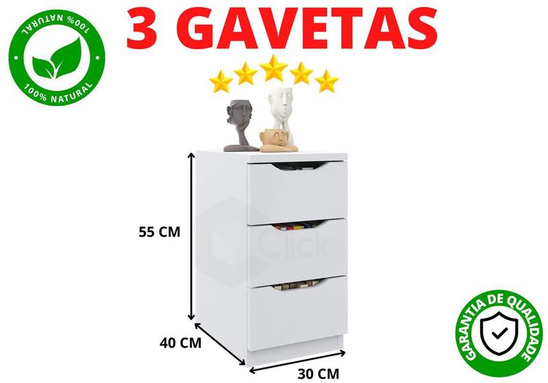 Imagem de Gaveteiro   Cozinha   3 Gavetas Madeira Luxo