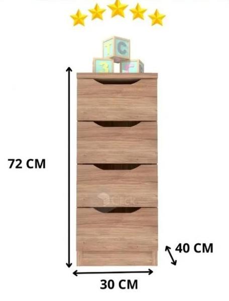 Imagem de Gaveteiro   Cozinha   4 Gavetas Madeira Multiuso