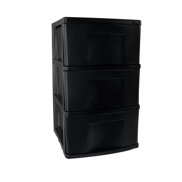 Gaveteiro de Chão com 3 Gavetas Preto - São Bernardo Imagem de Gaveteiro de Chão com 3 Gavetas Preto
