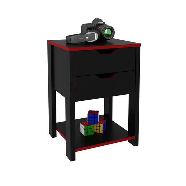 Imagem de Gaveteiro Gamer 2 Gavetas 39,5x56x35,6 cm Preto/Vermelho