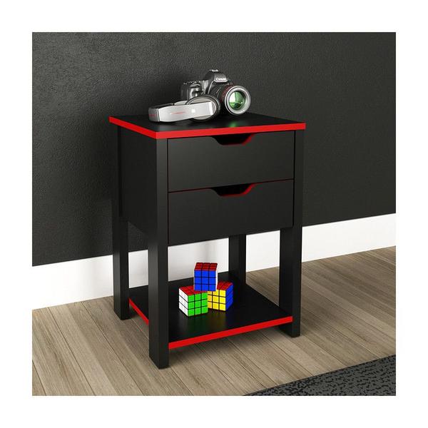 Imagem de Gaveteiro Gamer 2 Gavetas 39,5x56x35,6 cm Preto/Vermelho