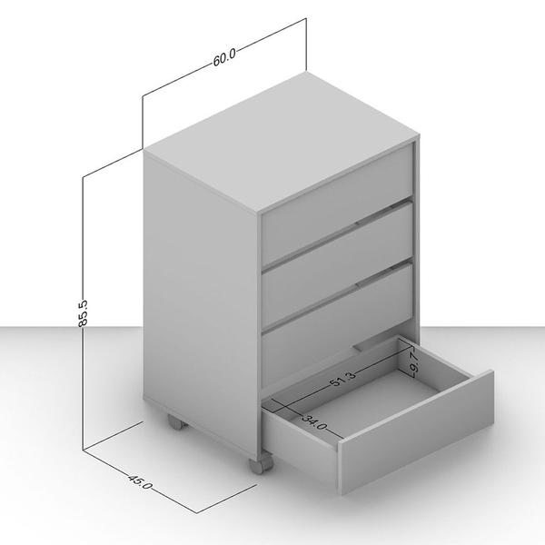 Imagem de Gaveteiro Maua 4 Gavetas Branco - Politorno