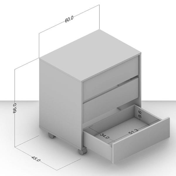 Imagem de Gaveteiro Mauá 600mm 3 Gavetas com Rodízios Politorno
