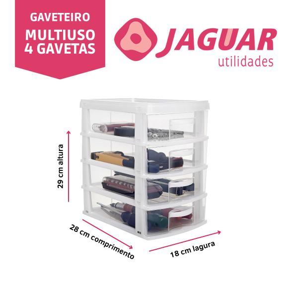 Imagem de Gaveteiro Max Plástico Organizador 4 Gavetas Branco Jaguar