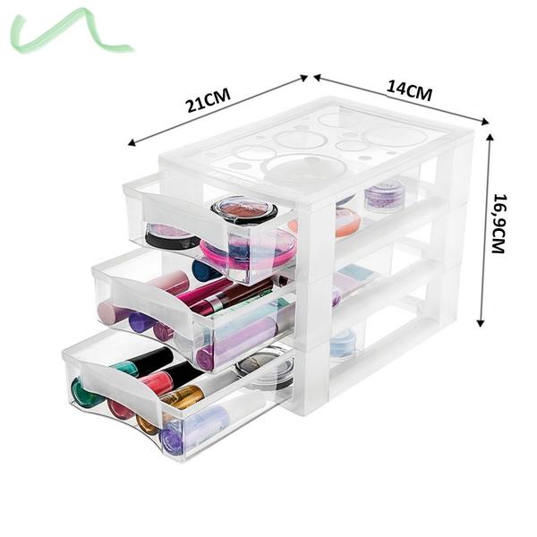 Imagem de Gaveteiro Médio Organizar 3 Gavetas Transparente Ordene