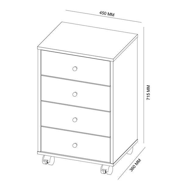 Imagem de Gaveteiro Mesa De Cabeceira 4 Gavetas Presence 9070 Nogal Touch Demóbile