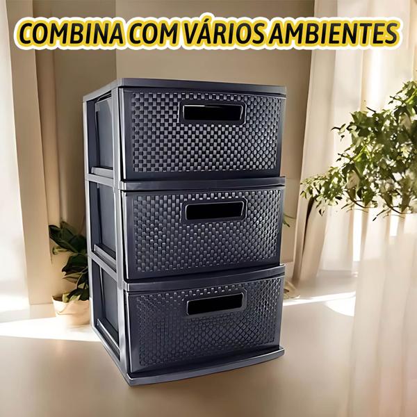 Imagem de Gaveteiro Modular 3 Gavetas Plástico Organizador Multiuso