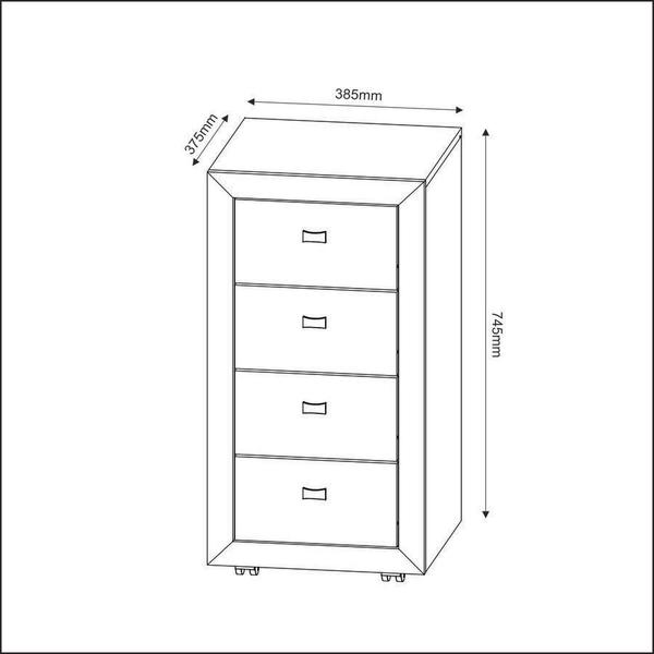 Imagem de Gaveteiro Multiuso Escritório Home Office 4 Gavetas Nogal