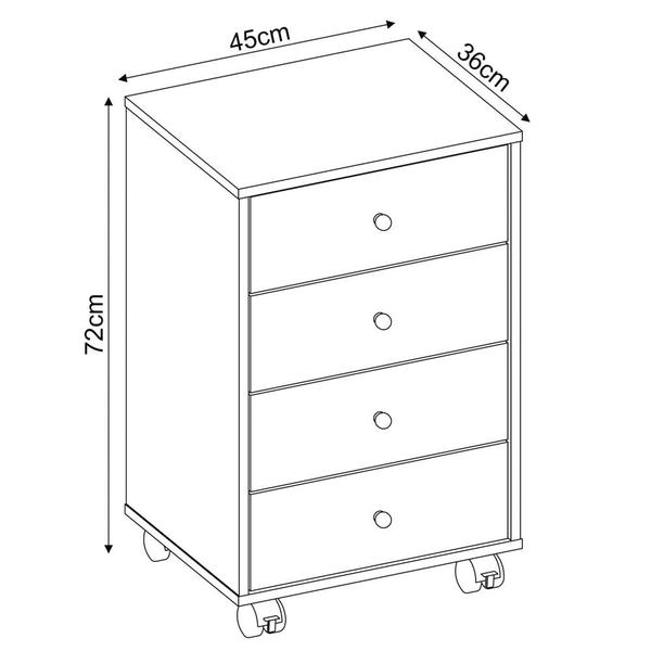 Imagem de Gaveteiro Office 4 Gavetas Com Rodízios Presence D02 Grafito - Mpozenato