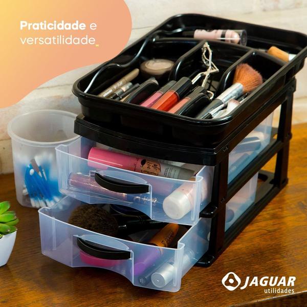 Imagem de Gaveteiro Organizador 4 Gavetas de Plástico Grande Jaguar Utilidade